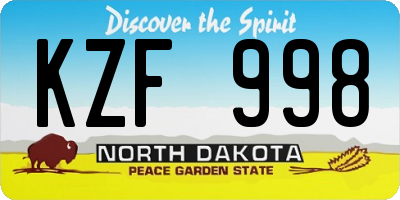 ND license plate KZF998