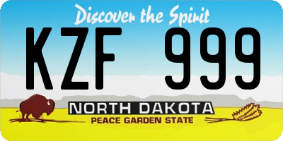 ND license plate KZF999