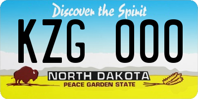 ND license plate KZG000