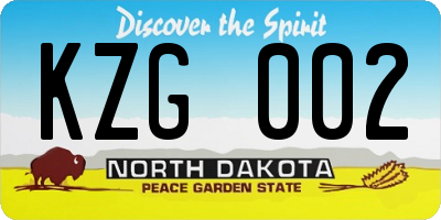 ND license plate KZG002
