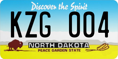 ND license plate KZG004