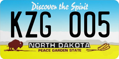 ND license plate KZG005