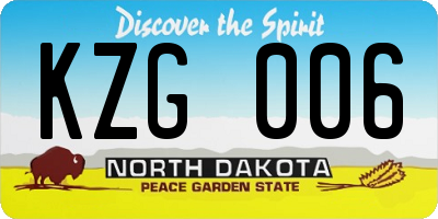 ND license plate KZG006