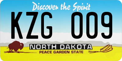 ND license plate KZG009