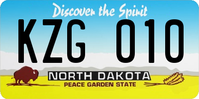 ND license plate KZG010