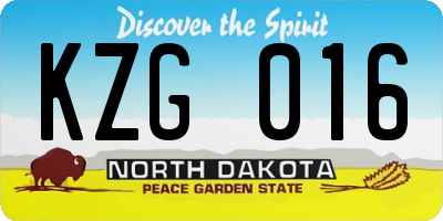 ND license plate KZG016