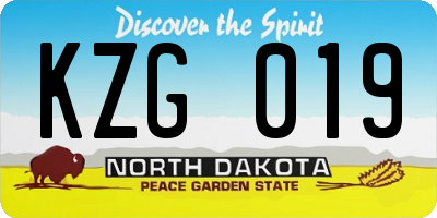 ND license plate KZG019