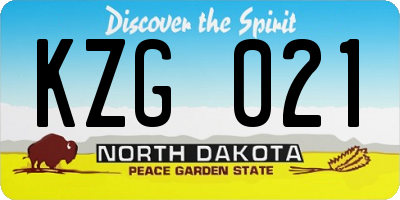 ND license plate KZG021