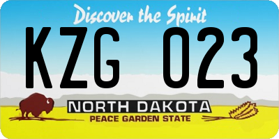 ND license plate KZG023
