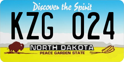 ND license plate KZG024