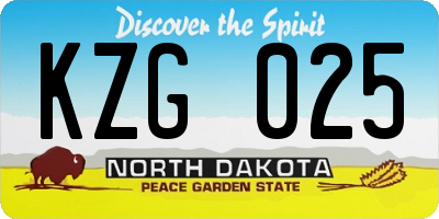 ND license plate KZG025