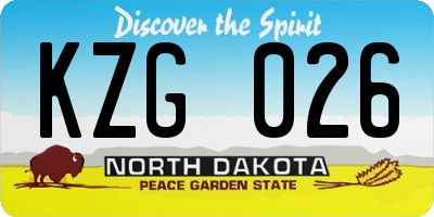 ND license plate KZG026