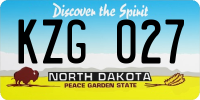 ND license plate KZG027