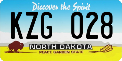 ND license plate KZG028