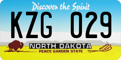 ND license plate KZG029