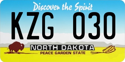 ND license plate KZG030