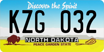 ND license plate KZG032