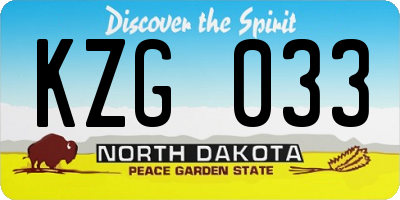 ND license plate KZG033