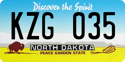 ND license plate KZG035