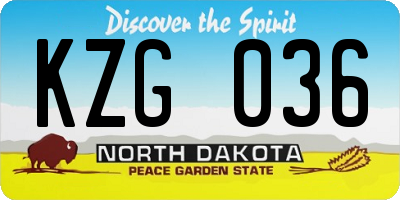 ND license plate KZG036