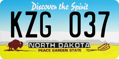 ND license plate KZG037