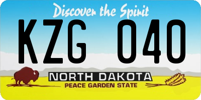 ND license plate KZG040
