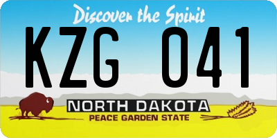 ND license plate KZG041