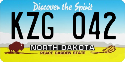 ND license plate KZG042