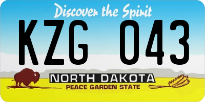 ND license plate KZG043