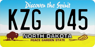 ND license plate KZG045