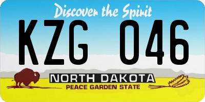 ND license plate KZG046