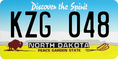 ND license plate KZG048