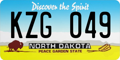 ND license plate KZG049