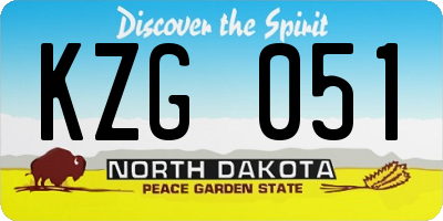 ND license plate KZG051
