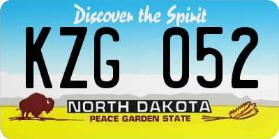 ND license plate KZG052