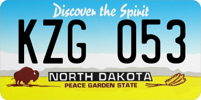 ND license plate KZG053