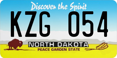 ND license plate KZG054