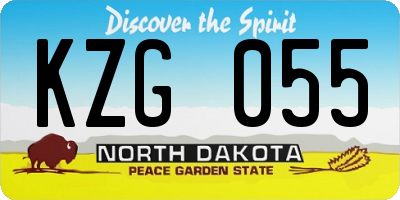ND license plate KZG055