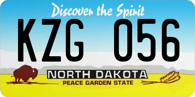 ND license plate KZG056