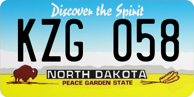ND license plate KZG058