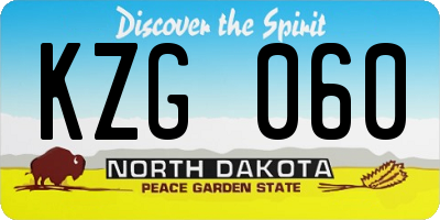 ND license plate KZG060