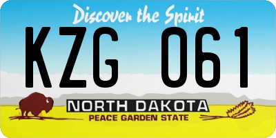ND license plate KZG061