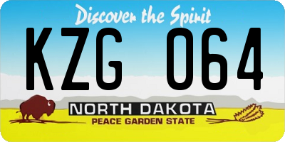 ND license plate KZG064