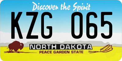 ND license plate KZG065