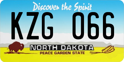ND license plate KZG066