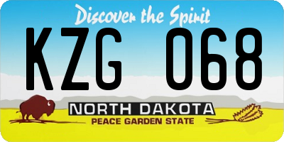 ND license plate KZG068