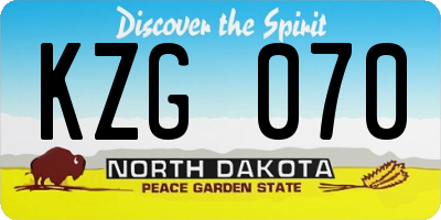 ND license plate KZG070