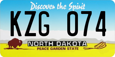 ND license plate KZG074