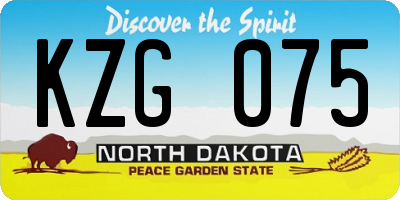 ND license plate KZG075