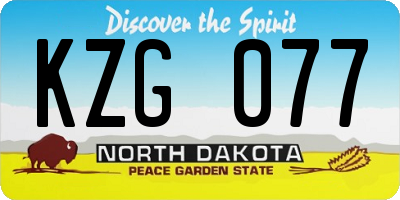 ND license plate KZG077